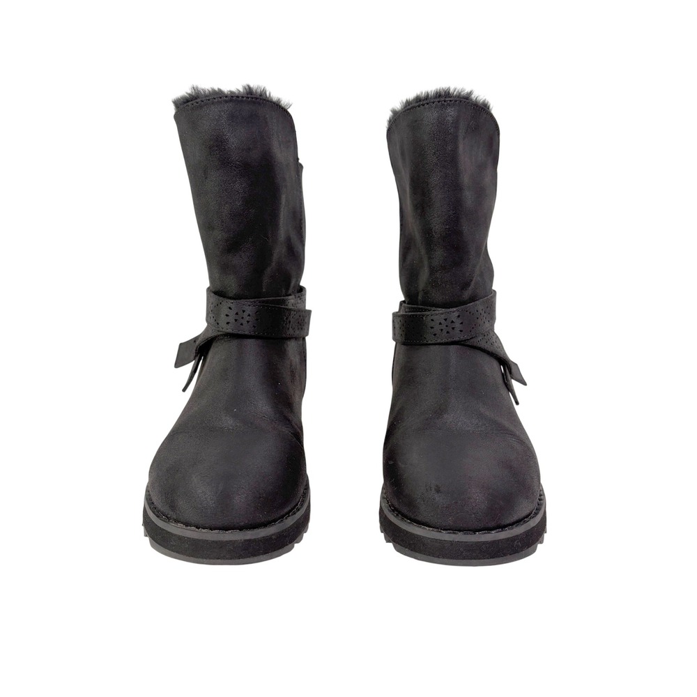 Skechers Keepsakes Night Peaks Winter Boots Women 7 Black Faux Suede Lined Ankle